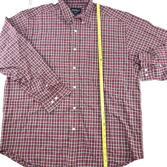 Eddie Bauer Red Plaid Button Down Long Sleeve Mens Shirt Size L - Picture 6 of 12